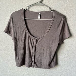 Taupe Aritzia Sunday Best Button-Up Women's Top